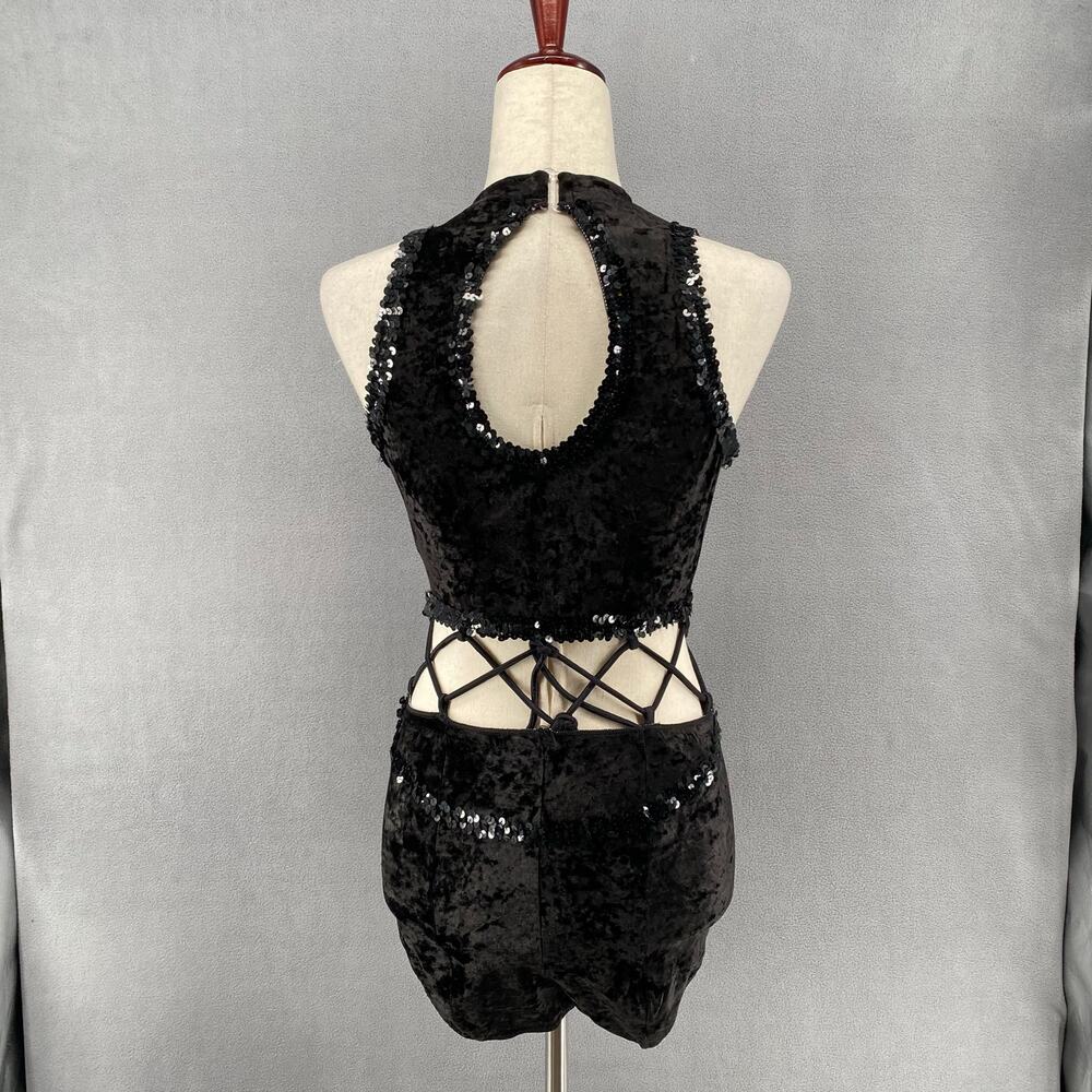 Curtain Call Costumes Velvet Romper Dance Womens Large Black - Picture 3 of 16
